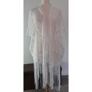 White Fringe Cardigan